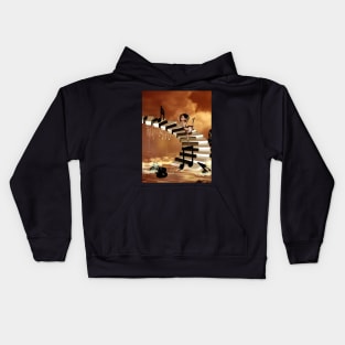 Dancing on a piano with clef Kids Hoodie